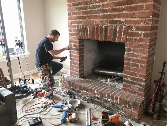 New London Chimney Sweep specialist finalizing chimney liner service in New London, CT