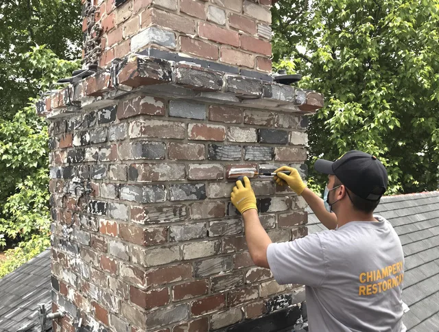 In-progress chimney restoration by New London Chimney Sweep in New London, CT