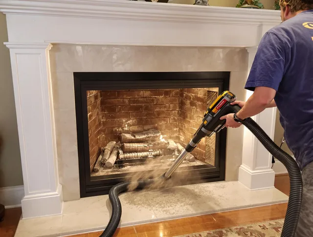 Fireplace cleaning performed by New London Chimney Sweep in New London, CT