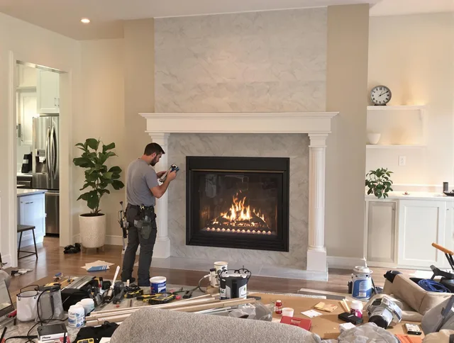 Newly installed fireplace by New London Chimney Sweep in New London, CT